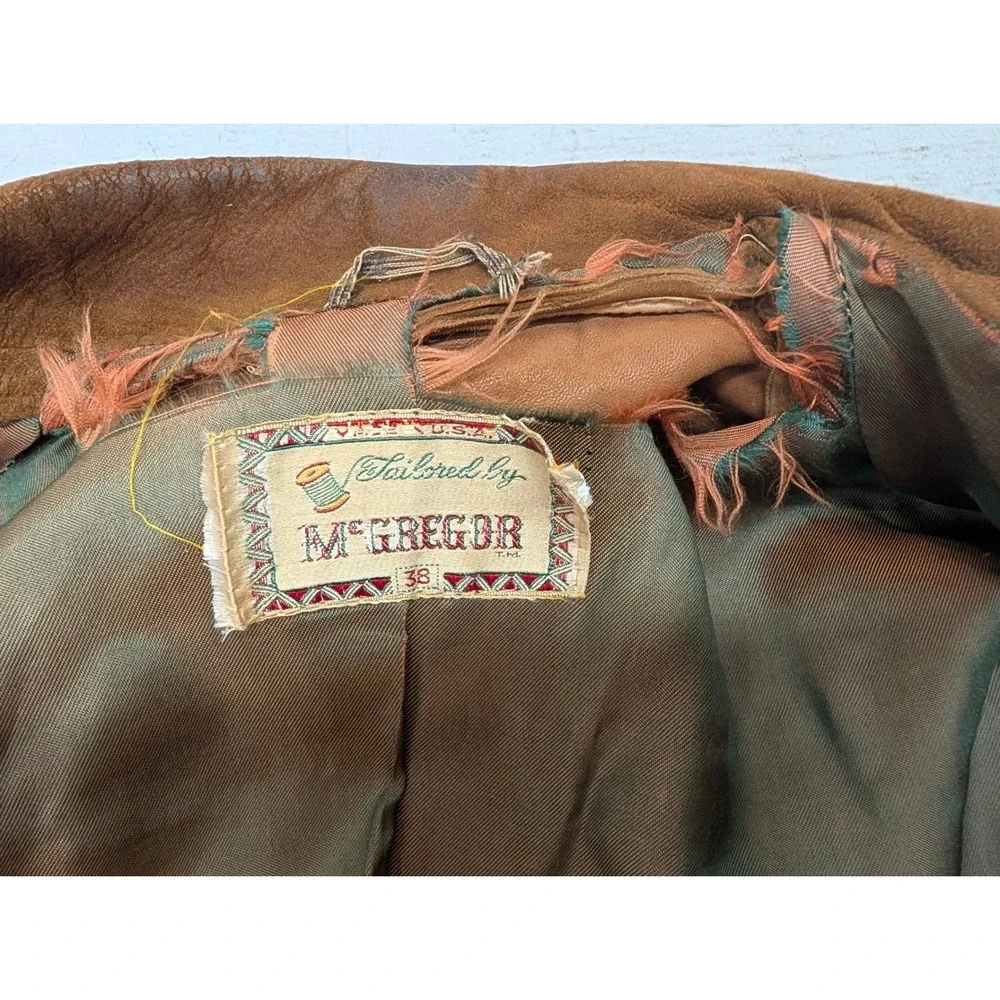 Vintage McGregor Blazer Suede Leather Sport Coat Jacket Men's 38 USA Rodeo Brown